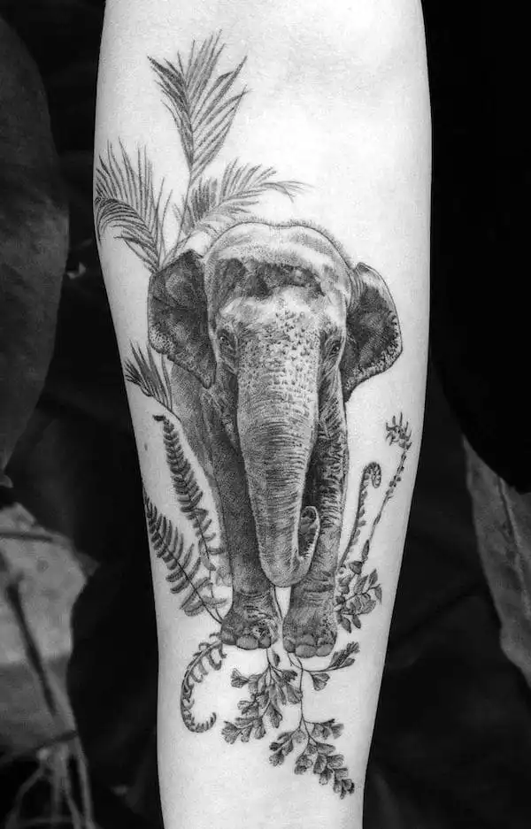 Photogenic elephant tattoo by @madlynevanlooy
