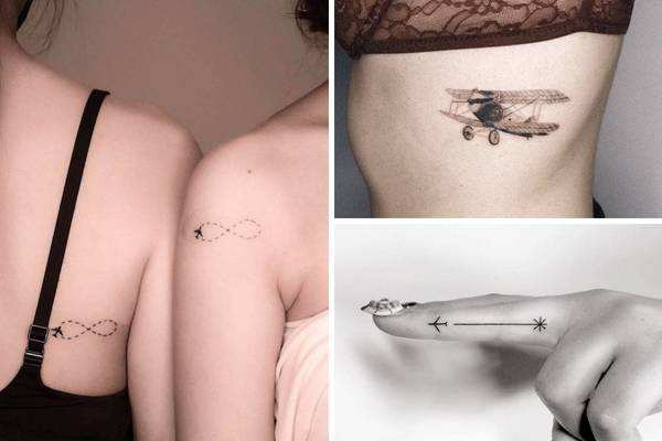 plane and paper plane tattoos