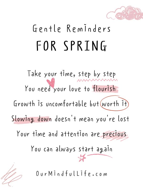 Gentle reminders for spring 