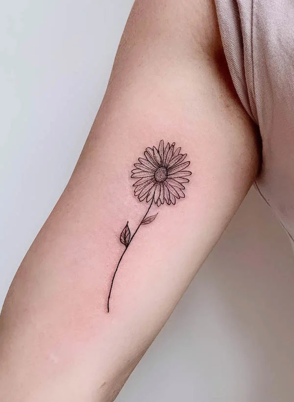 Aster September birth flower tattoo by @kendylrankine