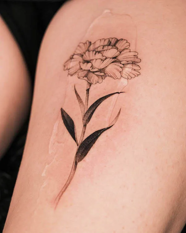 Carnation January birth flower tattoo by @kimbobby_ttt