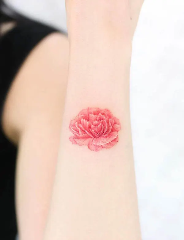 Carnation January birth flower tattoo by @palette.tt