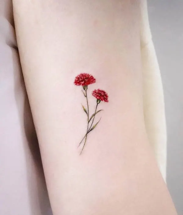 Carnation January birth flower tattoo by @vane.tattoo