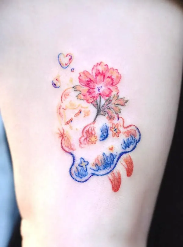 Cosmos October birth flower tattoo by @second.pin