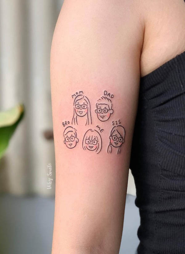 Cute family tattoo by @whysmile.sally