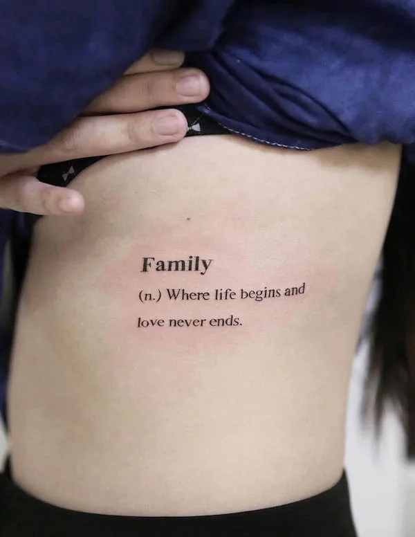 Family definition tattoo by @tinytattooinc