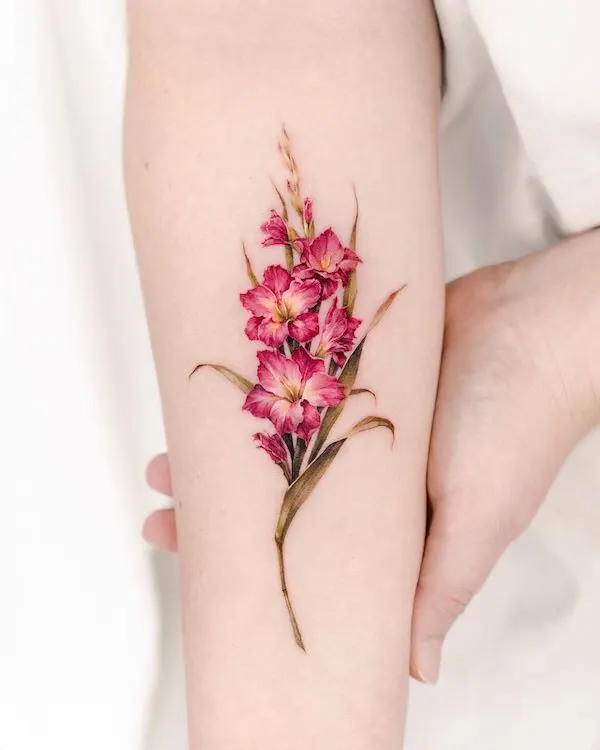 Gladiolus August birth flower tattoo by @donghwa_tattoo