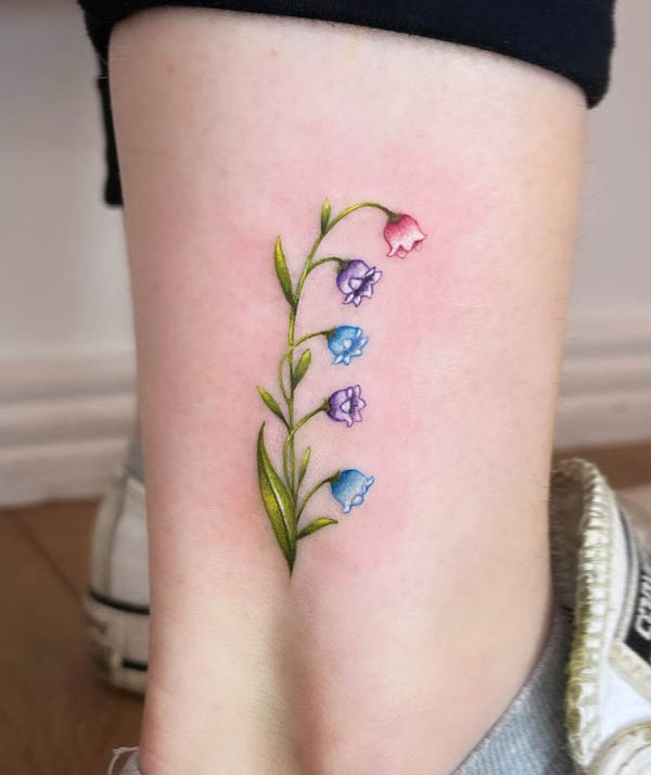 Lily of the valley May birth flower tattoo by @al.brennantattoo