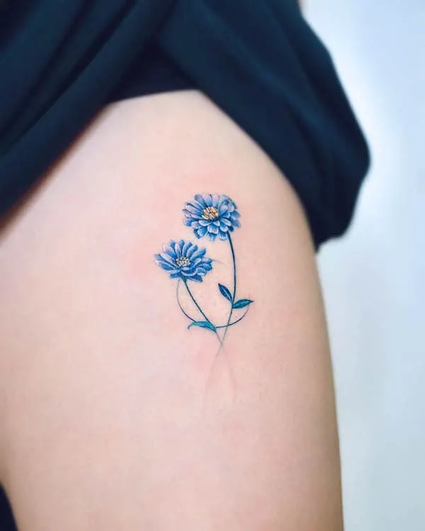 Marigold October birth flower tattoo by @haenytattoo