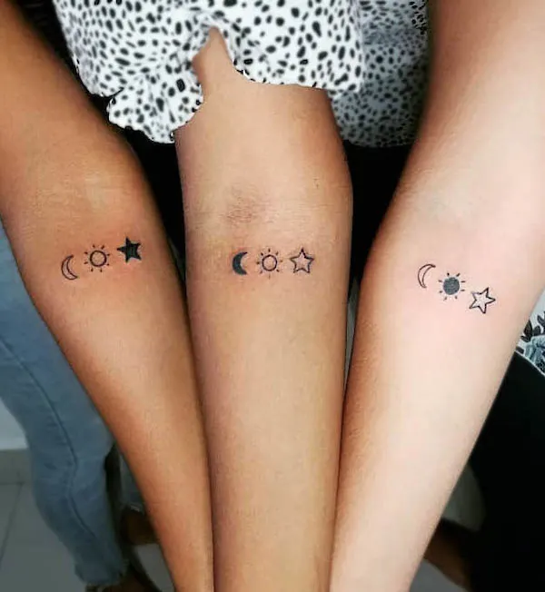 Sun, moon and star by @22inks