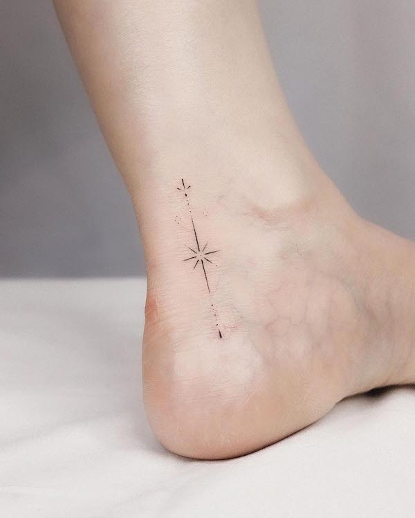 Minimalist stars ankle tattoo by @orma_tattoo