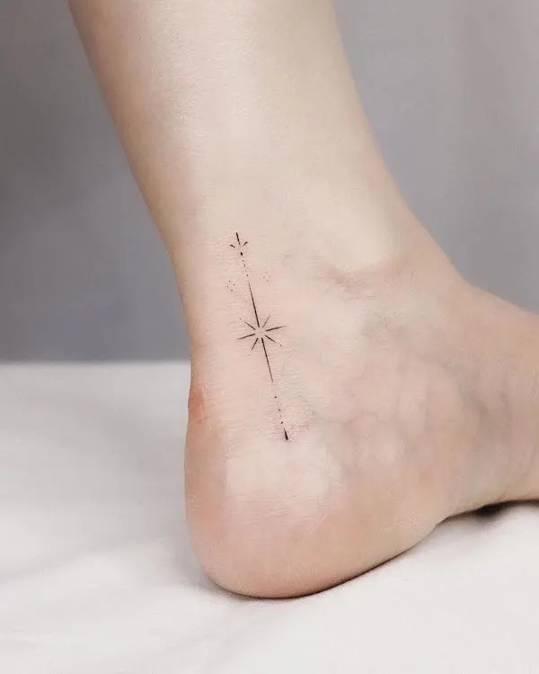 Minimalistic stars tattoo done on the ankle