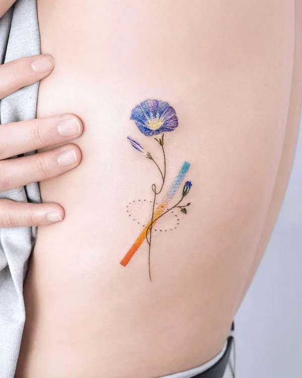 Morning glory September birth flower tattoo by @tattooist_basil