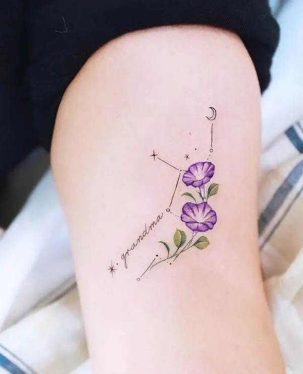 Morning glory September birth flower tattoo by @xiso_ink
