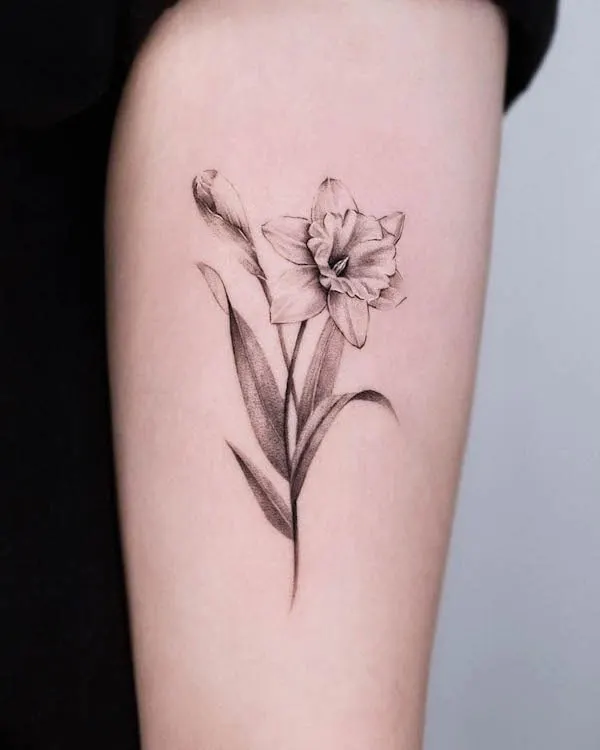 Narcissus December birth flower tattoo by @tattooist_pen