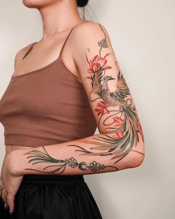 Phoenix full sleeve tattoo by @tattooist_sion