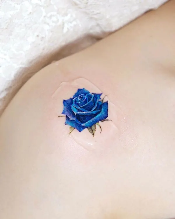 Rose June birth flower tattoo by @tilda_tattoo