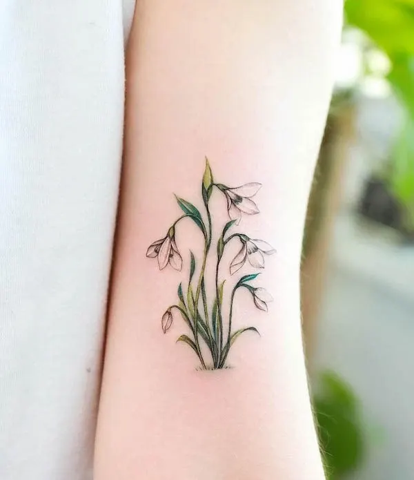 Snowdrop January birth flower tattoo by @xiso_ink