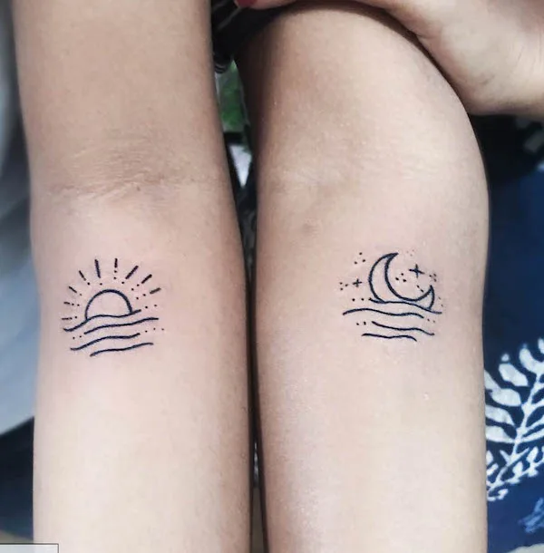 tattoo wave and sun  Waves tattoo Sun tattoos Sun tattoo