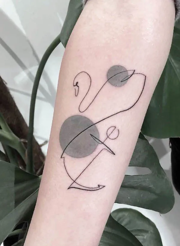 Swan symbolic love tattoo by @helka_rt