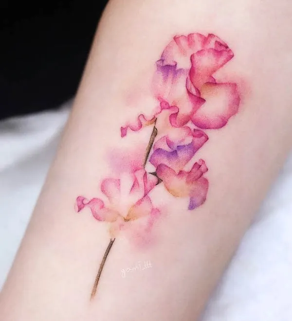 Sweet pea April birth flower tattoo by @gami_ttt