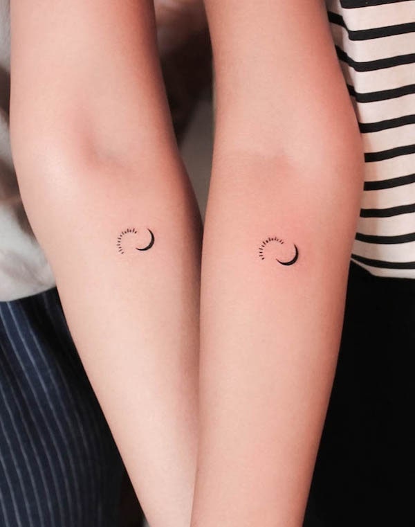 Matching sun and moon tattoos  Tattoogridnet