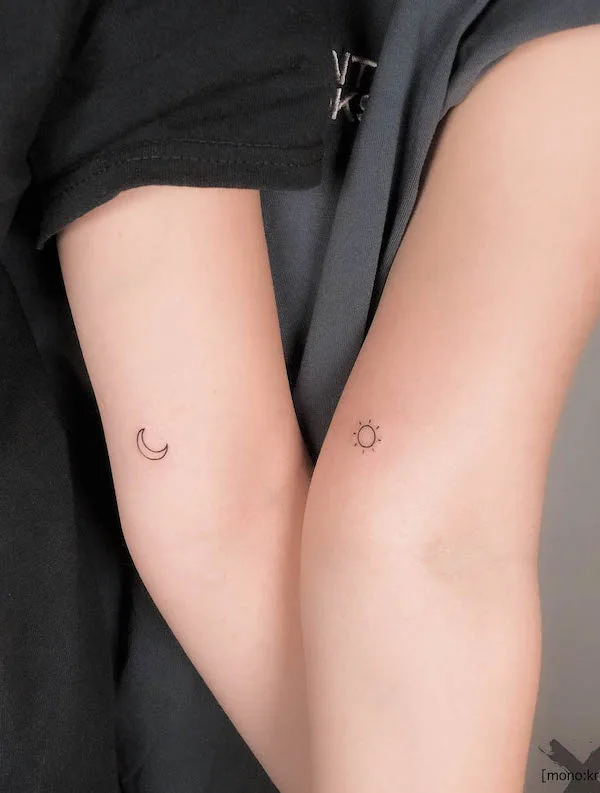 Sun and Moon Couple Temporary Tattoo Ideas