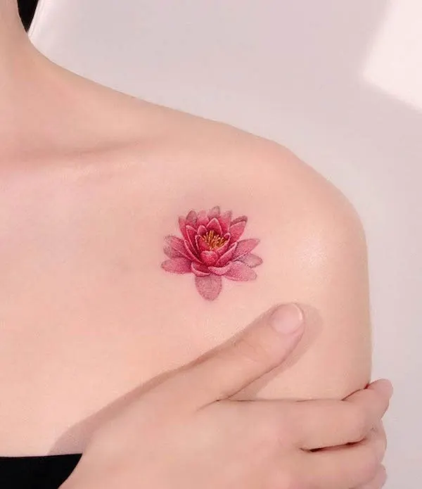 Water lily July birth flower tattoo by @peria_tattoo