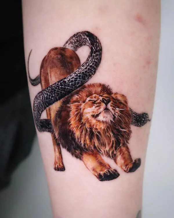lion tattoo on arm Best Tattoo Artist in India Black Poison Tattoo Studio-cheohanoi.vn
