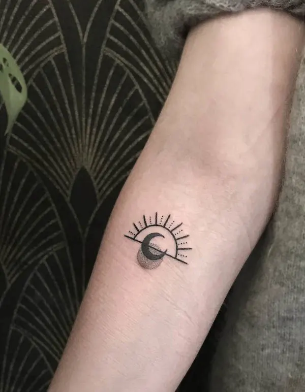 Sun and moon tattoo by @mira.lenkaa