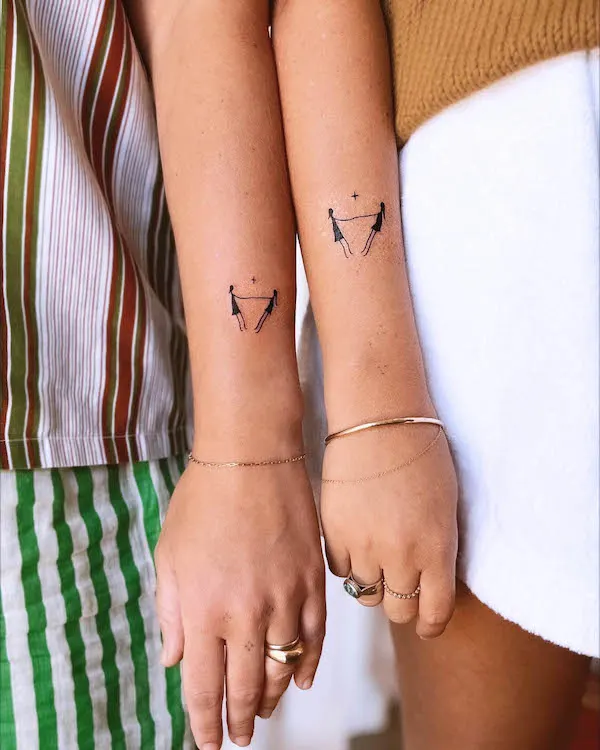 Beautiful sister tattoos by @goodthanks.studio