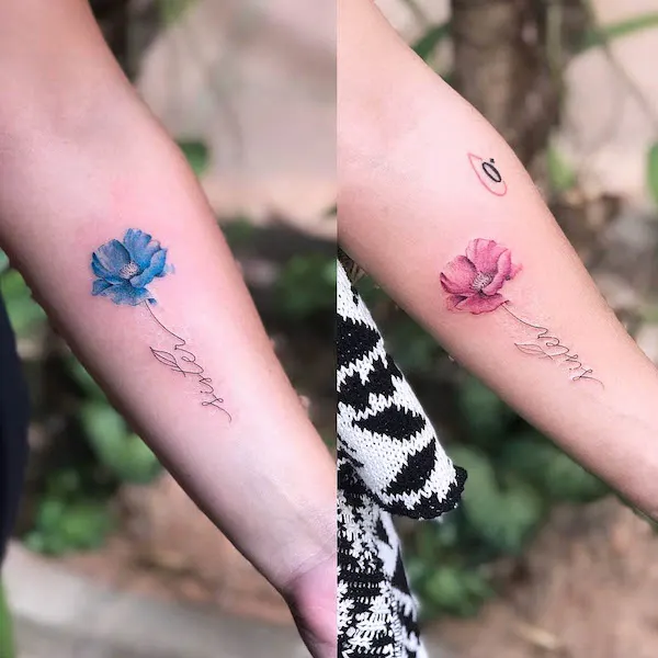 Beautiful sister tattoos by @narrimatattoo