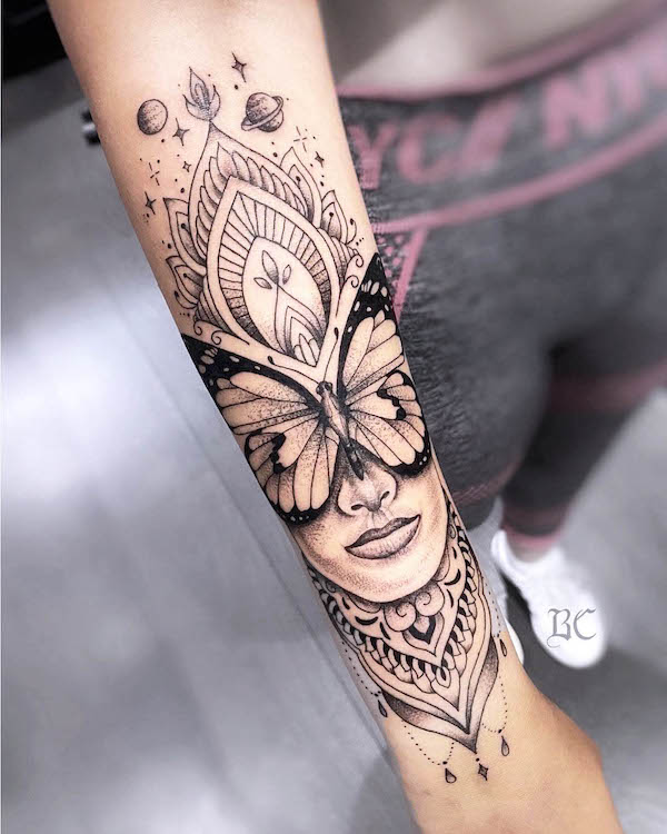 Butterfly goddess portrait tattoo by @brandon__cooper