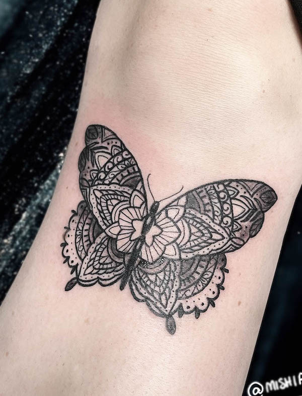 Butterfly mandala tattoo by @mishipopstattoo