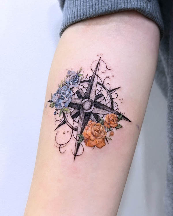 compass rose tattoo ankle