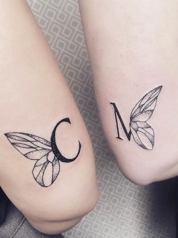 Creative sister tattoos by @hold_the_line_tattoo