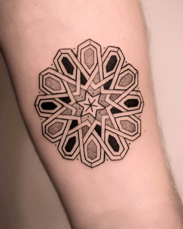Geometric mandala tattoo by @muehlbach_atelier