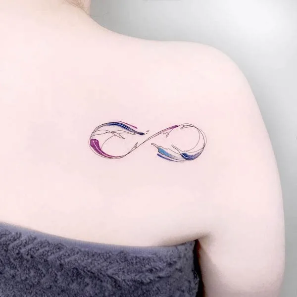 Infinity wave shoulder blade tattoo by @imfine_tat