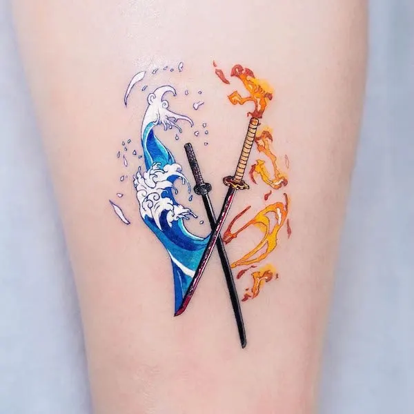 Katana tattoo by @coldchillchild