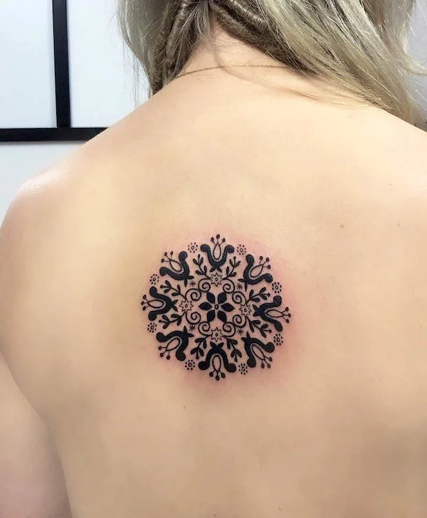 Mandala back tattoo by @paula_patchwork