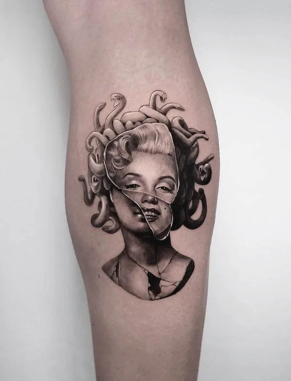 Marilyn Monroe Medusa tattoo by @danisanzpuntoes