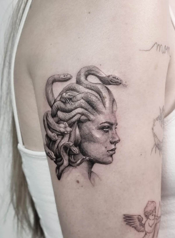 Medusa profile tattoo by @aviosa_tattoo
