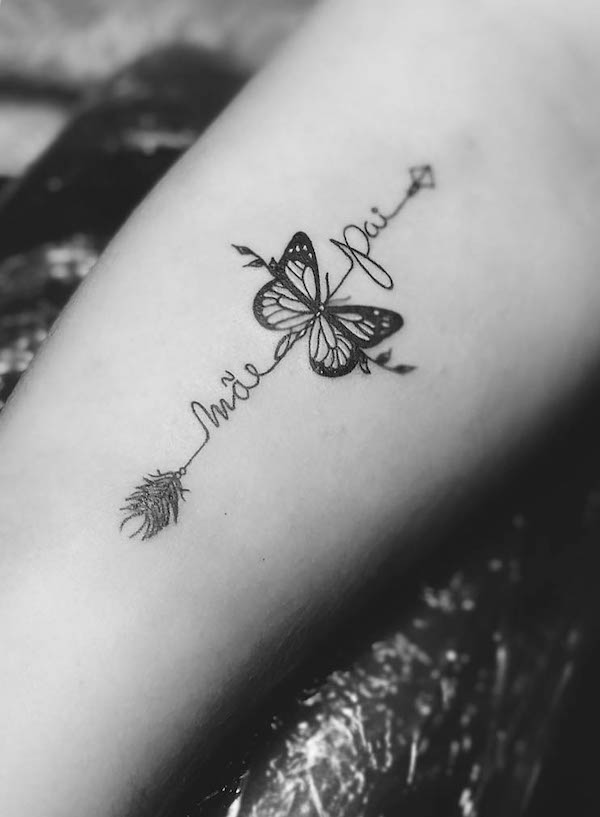 Mom and dad butterfly tattoo by @spookytattoos_isauraesteves