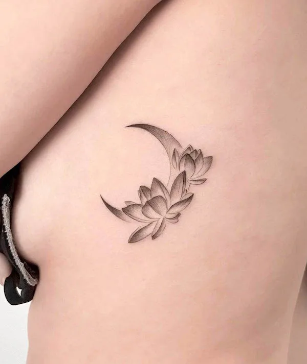 Buy Floral Lotus Moon Mandala Temporary Tattoo  Crescent Moon Online in  India  Etsy
