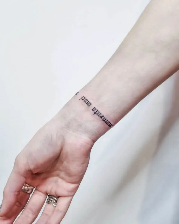 Quote bracelet tattoo by @kk.tattoos