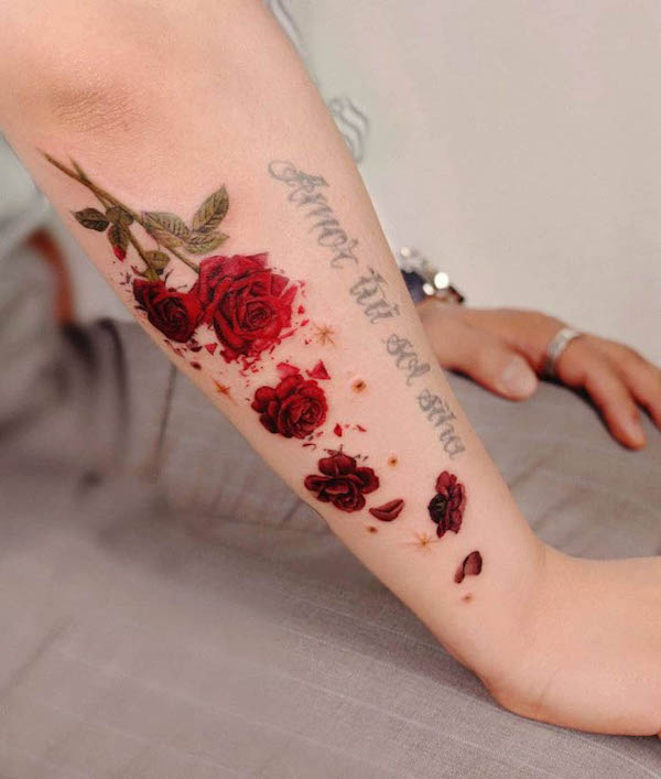 Flower Side Rose Tattoo by Art 4 Life Tattoo