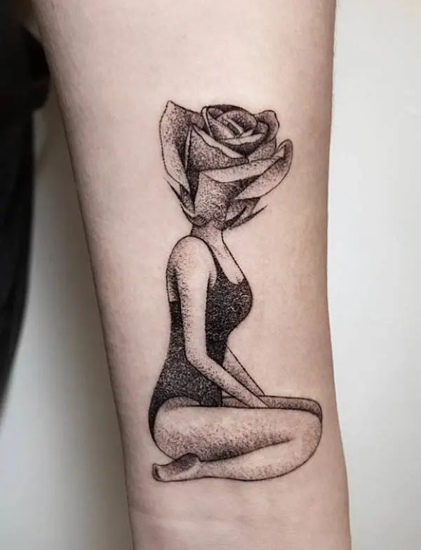 Rose girl concept tattoo by @wesst_tattoo