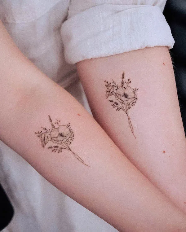 Small sister tattoos by @bunami.ink_