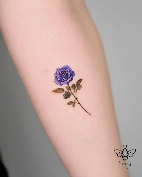 Tattoo uploaded by Katie  Beautiful purple and blue rose tattoo rose   Tattoodo