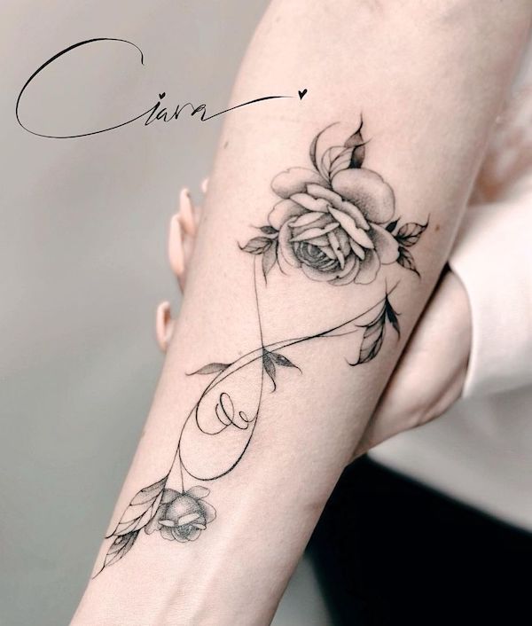 Stunning infinity rose tattoo by @inkbyciara